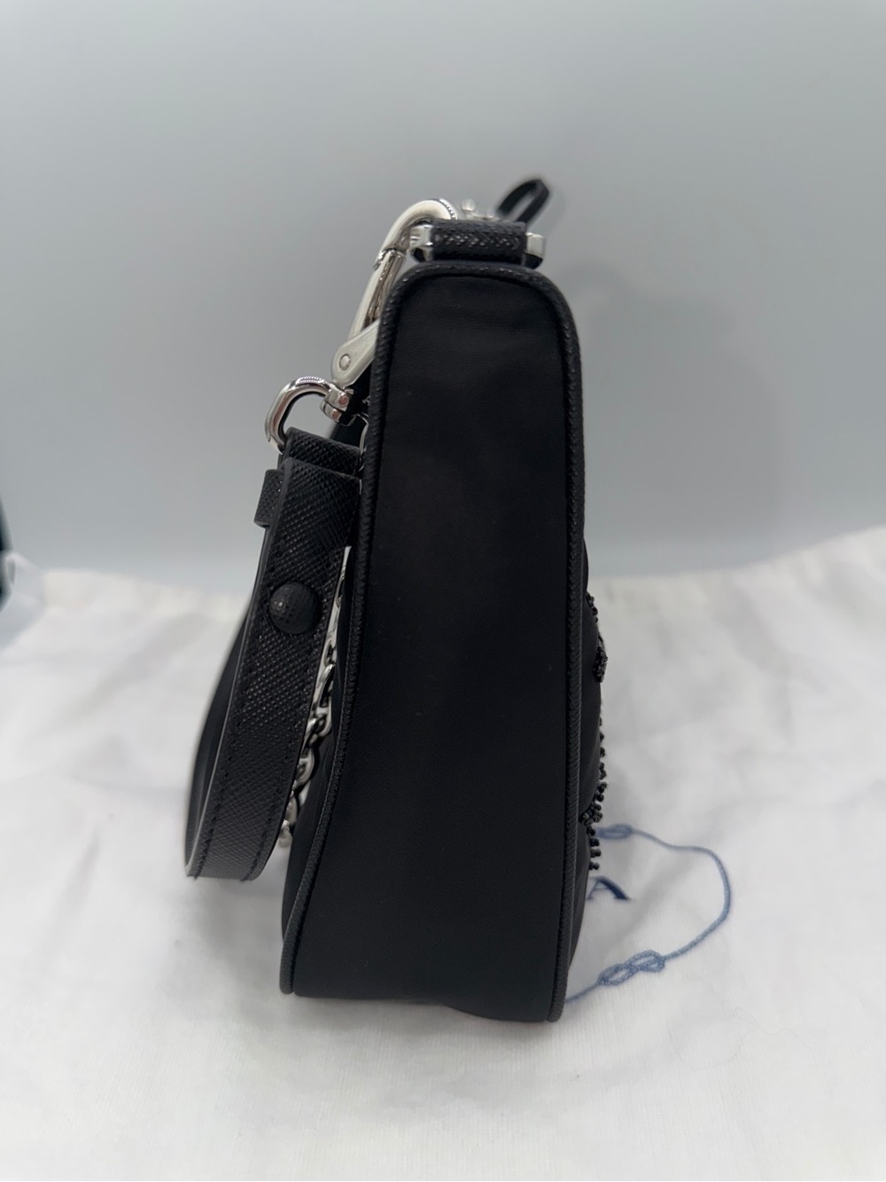 Prada Re-Edition Embellished Nylon Black Shoulder Bag - Picture 12 of 16